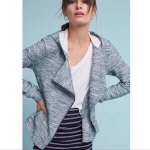 Anthropologie Saturday Sunday Jacket Blue Marled Moto Jacket Size Small